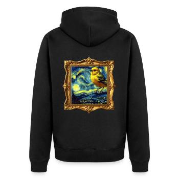 Gelbbauchgirlitz Starry Night - Unisex Premium Bio Zip Hoodie - Schwarz - Hinten - Nico (187cm)