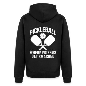 Pickleball Spruch Lustiges Pickleball Geschenk - Unisex Premium Bio Zip Hoodie - Schwarz - Hinten - Nico (187cm)