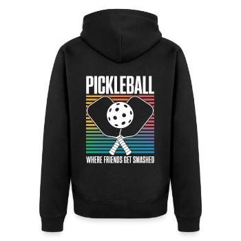 Pickleball Spruch Lustiges Pickleball Geschenk - Unisex Premium Bio Zip Hoodie - Schwarz - Hinten - Nico (187cm)