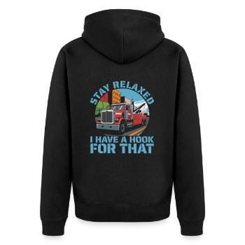 Abschleppdienst Abschlepper - Unisex Premium Bio Zip Hoodie - Schwarz - Hinten - Nico (187cm)