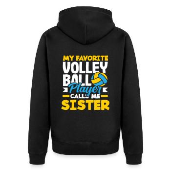 Mein Lieblings Volleyballspieler Nennt Schwester - Unisex Premium Bio Zip Hoodie - Schwarz - Hinten - Nico (187cm)