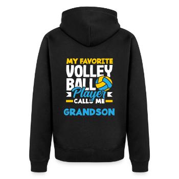 Mein Lieblings Volleyballspieler Nimmt Mich Enkel - Unisex Premium Bio Zip Hoodie - Schwarz - Hinten - Nico (187cm)