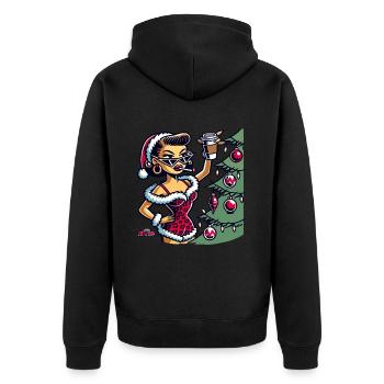 Motif de dessin animé pin-up de Noël - Veste à capuche bio Premium Unisexe - noir - Dos - Nico (187cm)
