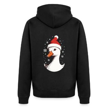 Canard de Noël avec chapeau de Noël - Veste à capuche bio Premium Unisexe - noir - Dos - Nico (187cm)
