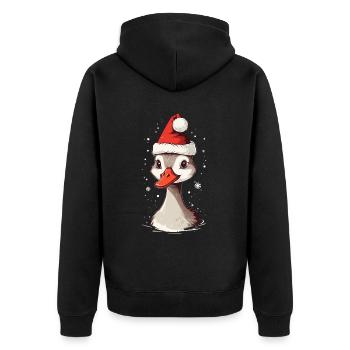 Canard de Noël avec chapeau de Noël - Veste à capuche bio Premium Unisexe - noir - Dos - Nico (187cm)