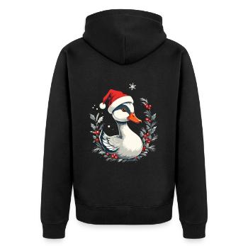 Canard de Noël avec chapeau et couronne de baies - Veste à capuche bio Premium Unisexe - noir - Dos - Nico (187cm)