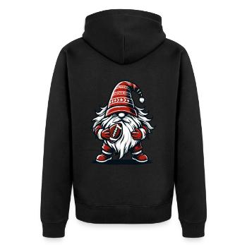 Gnome de football de Noël pour les fans de sport - Veste à capuche bio Premium Unisexe - noir - Dos - Nico (187cm)