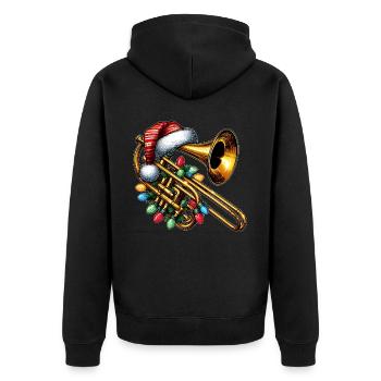 Trombone Instrument Trombonist Christmas Hat Xmas - Unisex Premium Organic Zip Hoodie - black - Back - Nico (187cm)