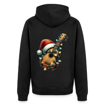Ukulele Instrument Christmas Hat Xmas - Unisex Premium Organic Zip Hoodie - black - Back - Nico (187cm)