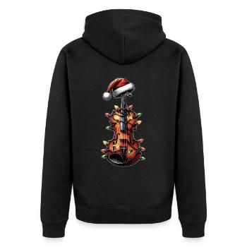 Geige Instrument Geigerin Weihnachtsmütze Xmas - Unisex Premium Bio Zip Hoodie - Schwarz - Hinten - Nico (187cm)