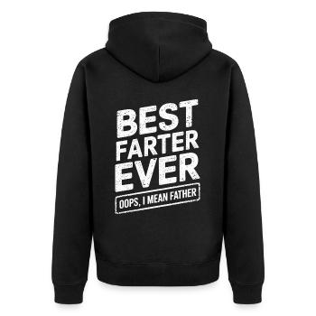 Furz Spruch Furzen Papa Pups Lustige Furz Geschenk - Unisex Premium Bio Zip Hoodie - Schwarz - Hinten - Nico (187cm)