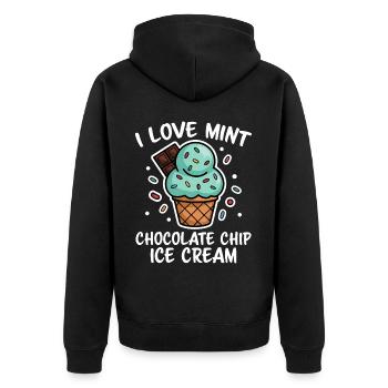 Schoko Minz Eis Spruch Lustiges Minz Eis Geschenk - Unisex Premium Bio Zip Hoodie - Schwarz - Hinten - Nico (187cm)