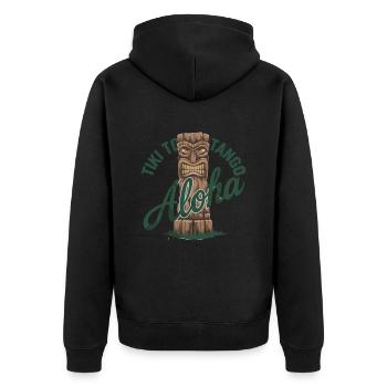 Tiki Kultur Maori Maske für einen Tkik Fans - Unisex Premium Bio Zip Hoodie - Schwarz - Hinten - Nico (187cm)