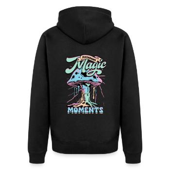 Mushroom Pickers Mushroom Growers Mushroom Magic Moments - Unisex Premium Organic Zip Hoodie - black - Back - Nico (187cm)