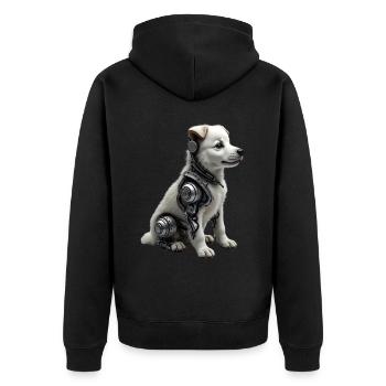 Funny Robot Dog Cyborg Animal AI Dog Robot - Unisex Premium Organic Zip Hoodie - black - Back - Nico (187cm)