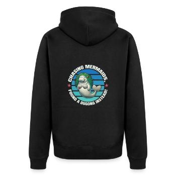 Dugong Seekuh Comic als Mehrjungfrau - Unisex Premium Bio Zip Hoodie - Schwarz - Hinten - Nico (187cm)