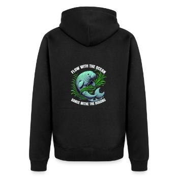 Dugong tanzt unterwasser - Unisex Premium Bio Zip Hoodie - Schwarz - Hinten - Nico (187cm)