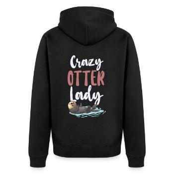 Otter Crazy Otter Lady - Unisex Premium Bio Zip Hoodie - Schwarz - Hinten - Nico (187cm)
