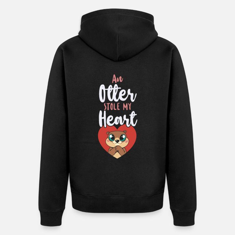 Loutre Saint-Valentin Une loutre - Veste à capuche bio Premium Unisexe - noir
