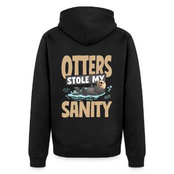 Otter Otters Stole My Sanity - Unisex Premium Organic Zip Hoodie - black - Back - Nico (187cm)