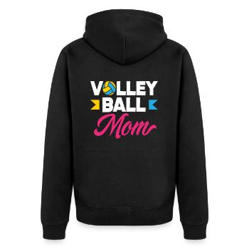 Volleyball Mama Stolz Und Leidenschaft - Unisex Premium Bio Zip Hoodie - Schwarz - Hinten - Nico (187cm)