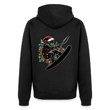Wakeboarding Santa Claus Wakeboarder Christmas - Unisex Premium Organic Zip Hoodie - black - Back - Nico (187cm)