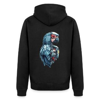 Lustige Roboter Kunst Papagei Cyborg Vogel Parrot - Unisex Premium Bio Zip Hoodie - Schwarz - Hinten - Nico (187cm)
