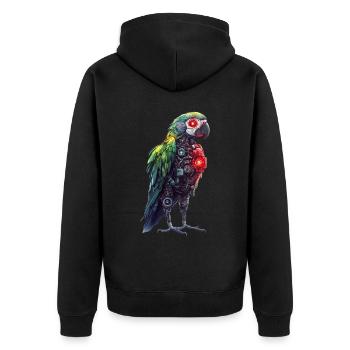 Lustige Roboter Kunst Papagei Cyborg Vogel Parrot - Unisex Premium Bio Zip Hoodie - Schwarz - Hinten - Nico (187cm)