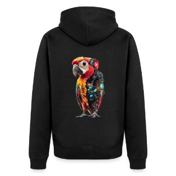Lustige Roboter Kunst Papagei Cyborg Vogel Parrot - Unisex Premium Bio Zip Hoodie - Schwarz - Hinten - Nico (187cm)