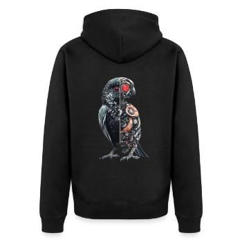 Lustige Roboter Kunst Papagei Cyborg Vogel Parrot - Unisex Premium Bio Zip Hoodie - Schwarz - Hinten - Nico (187cm)