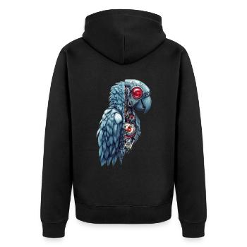 Lustige Roboter Kunst Papagei Cyborg Vogel Parrot - Unisex Premium Bio Zip Hoodie - Schwarz - Hinten - Nico (187cm)