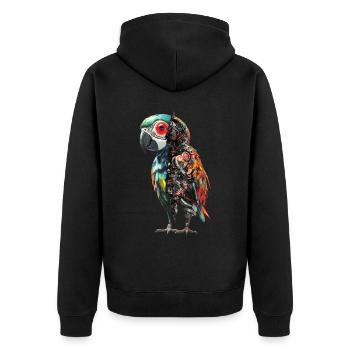 Lustige Roboter Kunst Papagei Cyborg Vogel Parrot - Unisex Premium Bio Zip Hoodie - Schwarz - Hinten - Nico (187cm)