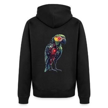 Drôle Robot Art Perroquet Cyborg Oiseau Perroquet - Veste à capuche bio Premium Unisexe - noir - Dos - Nico (187cm)