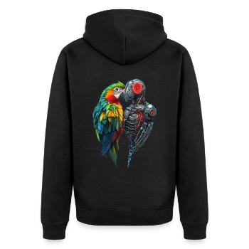 Lustige Roboter Kunst Papagei Cyborg Vogel Parrot - Unisex Premium Bio Zip Hoodie - Schwarz - Hinten - Nico (187cm)