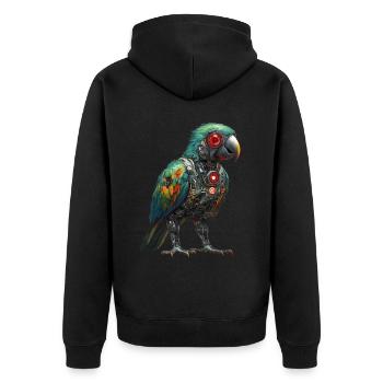 Lustige Roboter Kunst Papagei Cyborg Vogel Parrot - Unisex Premium Bio Zip Hoodie - Schwarz - Hinten - Nico (187cm)