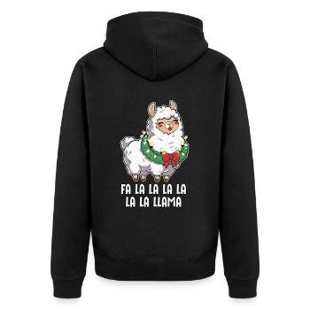 Fa La La Lama Lama Drôle de Noël - Veste à capuche bio Premium Unisexe - noir - Dos - Nico (187cm)