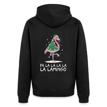 Fa La La Lamingo Funny Christmas Flamingo - Unisex Premium Organic Zip Hoodie - black - Back - Nico (187cm)