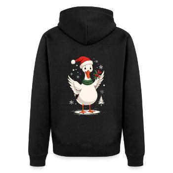 Canard de Noël avec chapeau de Noël - Veste à capuche bio Premium Unisexe - noir - Dos - Nico (187cm)