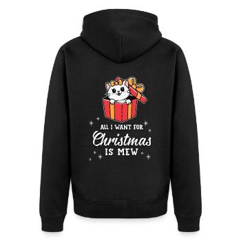 All I Want for Christmas Is Miau Süße Katze - Unisex Premium Bio Zip Hoodie - Schwarz - Hinten - Nico (187cm)