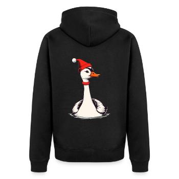 Oie de Noël avec chapeau de Noël - Veste à capuche bio Premium Unisexe - noir - Dos - Nico (187cm)