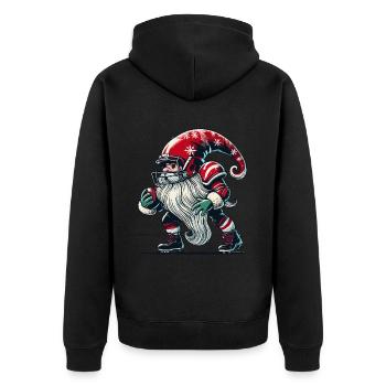 Christmas Football Gnome Dwarf Elf Gnome Gnome - Unisex Premium Organic Zip Hoodie - black - Back - Nico (187cm)