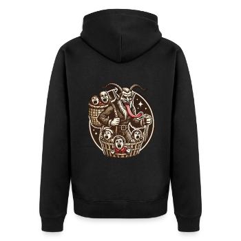 Krampus Mit Unartigen Kindern Weihnachtliches - Unisex Premium Bio Zip Hoodie - Schwarz - Hinten - Nico (187cm)