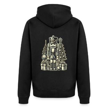 Christmas Nutcracker with Christmas Tree - Unisex Premium Organic Zip Hoodie - black - Back - Nico (187cm)