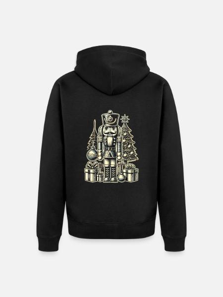 Christmas Nutcracker with Christmas Tree - Unisex Premium Organic Zip Hoodie - black