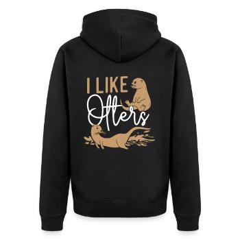 Otter I Like Otters - Unisex Premium Organic Zip Hoodie - black - Back - Nico (187cm)