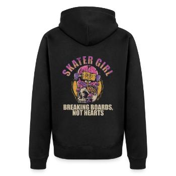 Skateboarder Skater Girl Frauen Sk8er Skateboard - Unisex Premium Bio Zip Hoodie - Schwarz - Hinten - Nico (187cm)