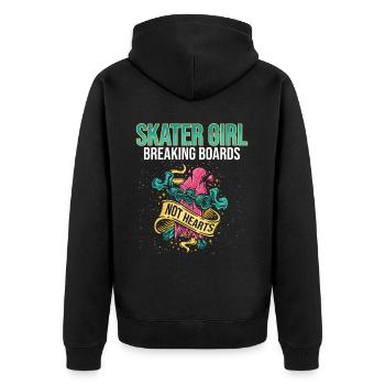 Skateboarder Skater Girl Frauen Sk8er Skateboard - Unisex Premium Bio Zip Hoodie - Schwarz - Hinten - Nico (187cm)