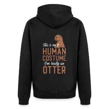 Otter This Is My Human Costume I'm - Unisex Premium Organic Zip Hoodie - black - Back - Nico (187cm)