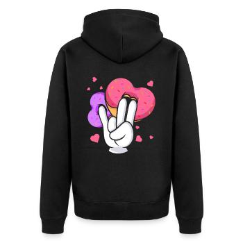 silly embarrassing sarcasm nerd geek donut - Unisex Premium Organic Zip Hoodie - black - Back - Nico (187cm)