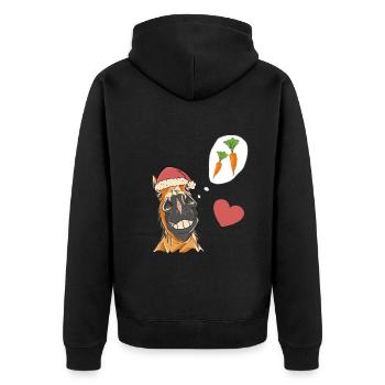 Père Noël Cheval Chevaux Père Noël Navets - Veste à capuche bio Premium Unisexe - noir - Dos - Nico (187cm)